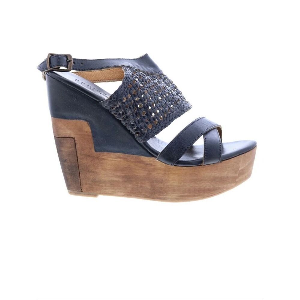 Bed Stu Petra Handwoven Leather Wood Platform Wedge Heels Size 10â Boho Chic